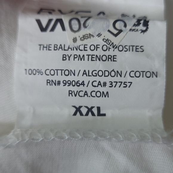 RVCA Men's Standard Wash Regular Fit White T-Shirt - Size: 2X - NWT - Picture 10 of 10